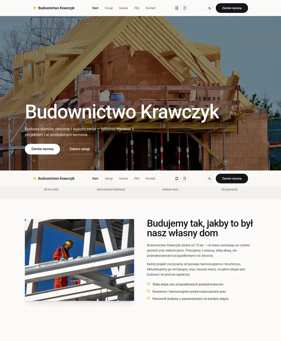Podgląd wariantu: Tailwind + GSAP + Lenis, Zakładki