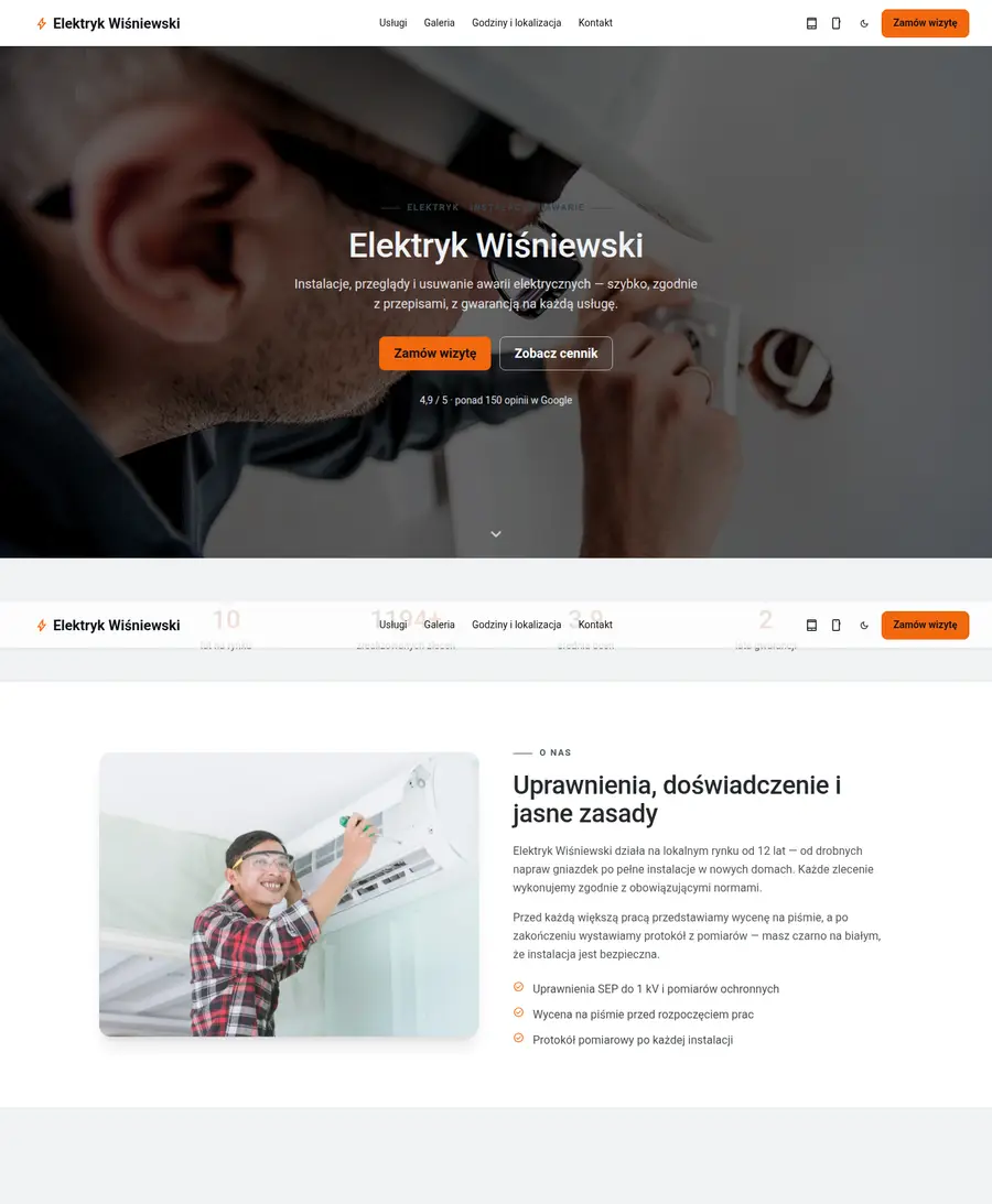 Podgląd wariantu: Tailwind + daisyUI, Jedna strona