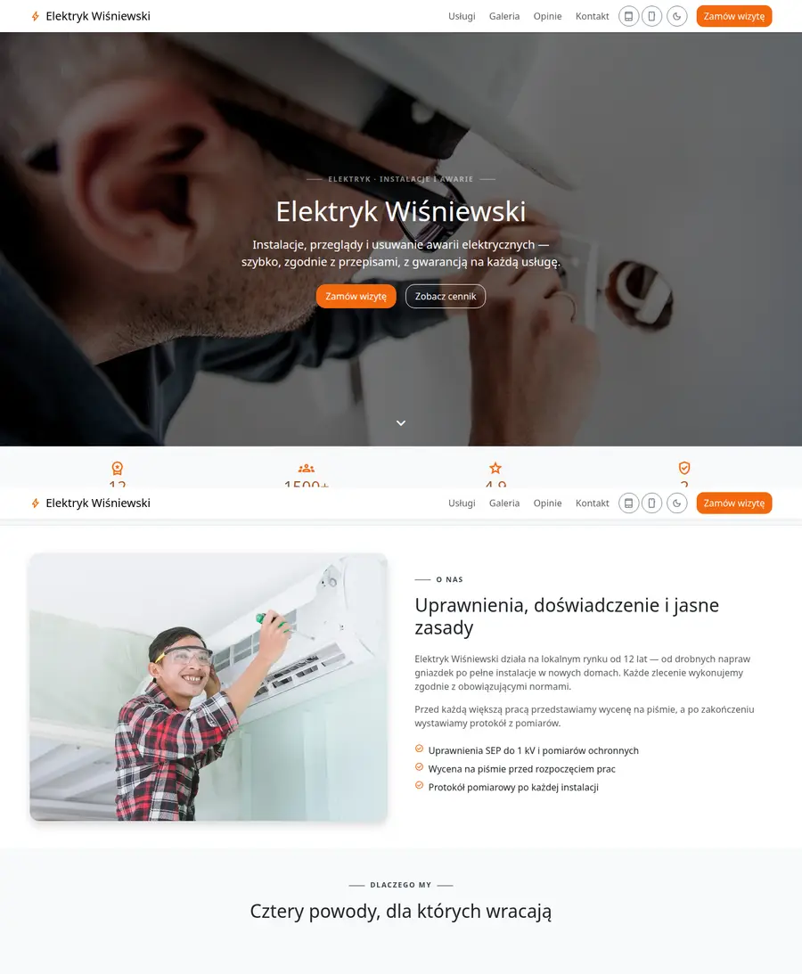 Podgląd wariantu: Bootstrap + AOS, Jedna strona
