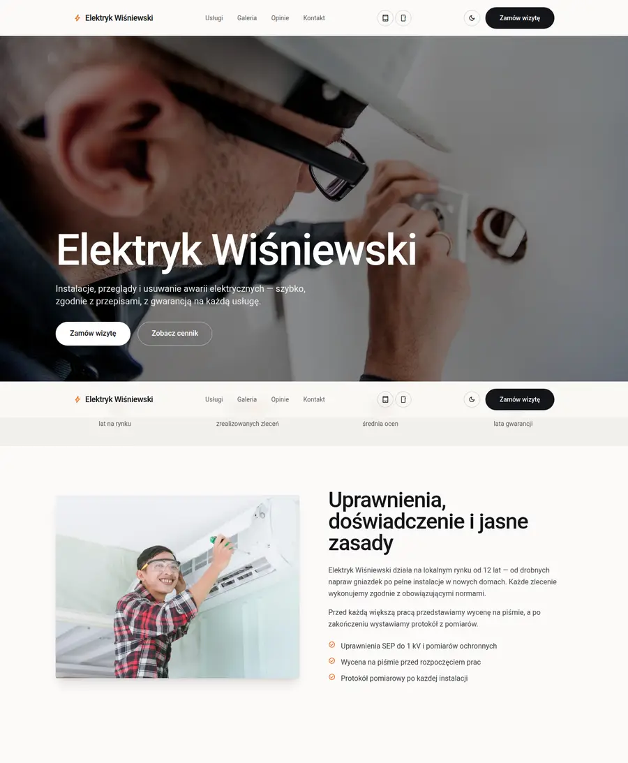 Podgląd wariantu: Tailwind + GSAP + Lenis, Jedna strona