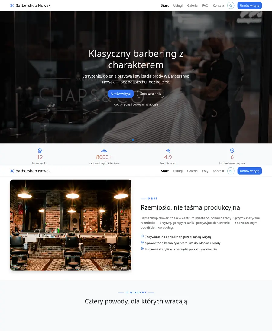 Podgląd wariantu: Bootstrap + AOS + Swiper, Zakładki