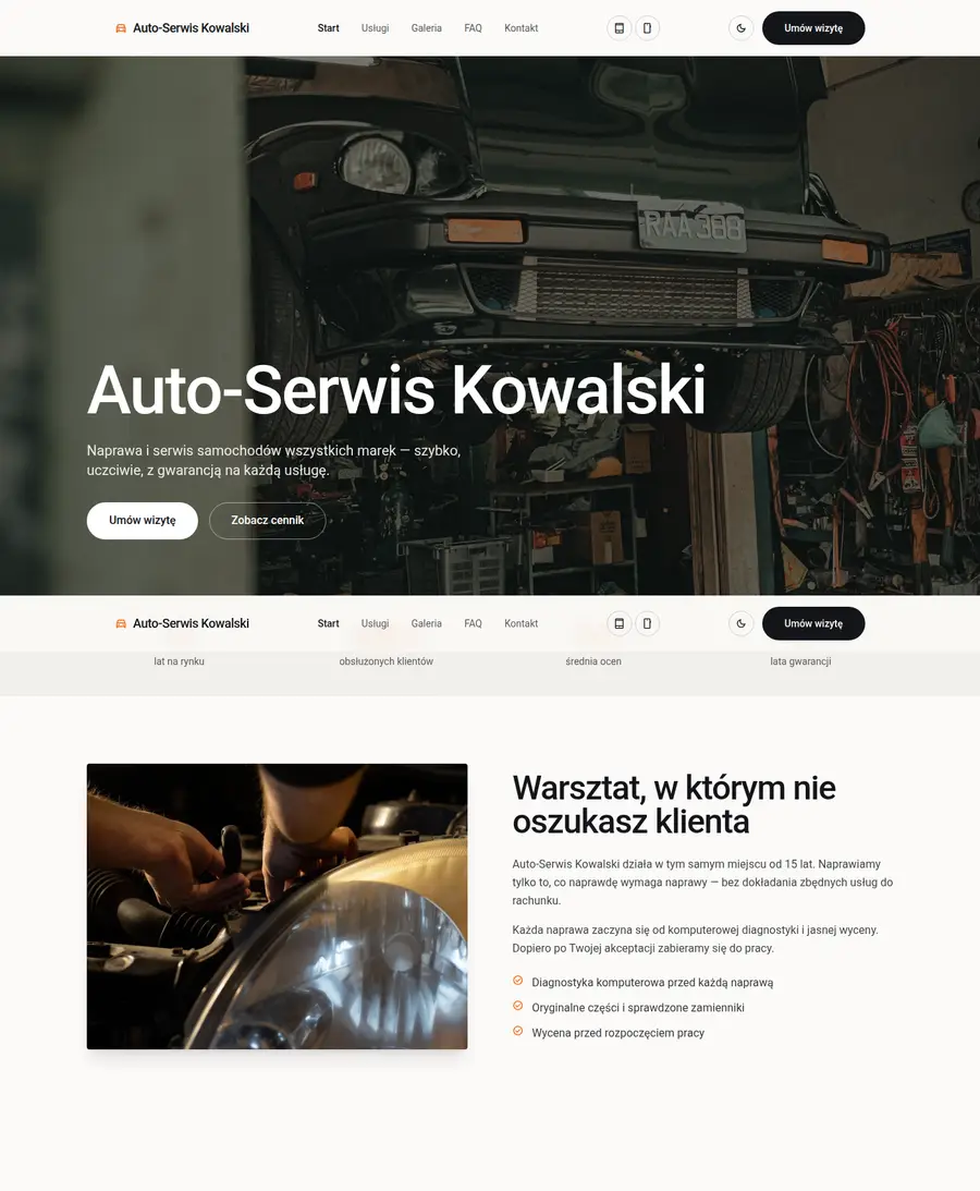 Podgląd wariantu: Tailwind + GSAP + Lenis, Zakładki