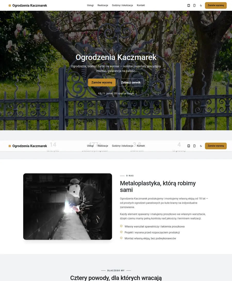 Podgląd wariantu: Tailwind + daisyUI, Jedna strona
