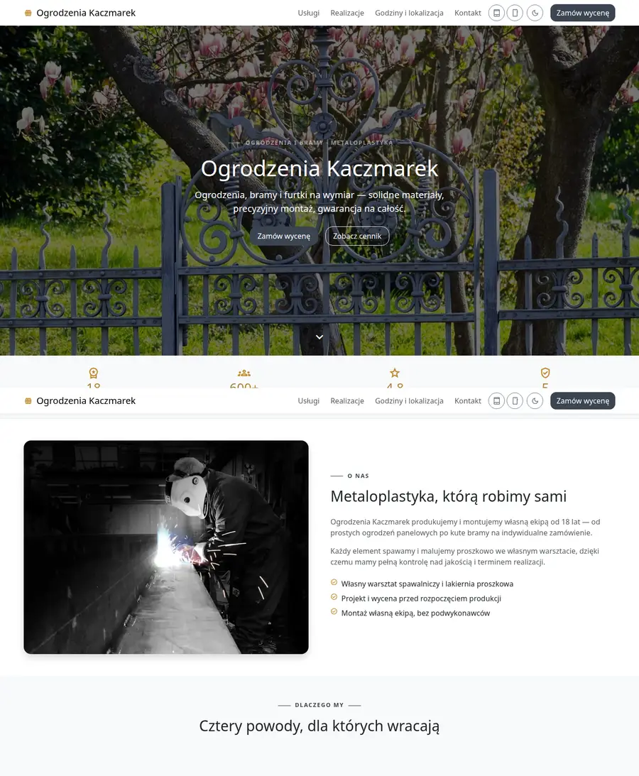 Podgląd wariantu: Bootstrap + AOS, Jedna strona