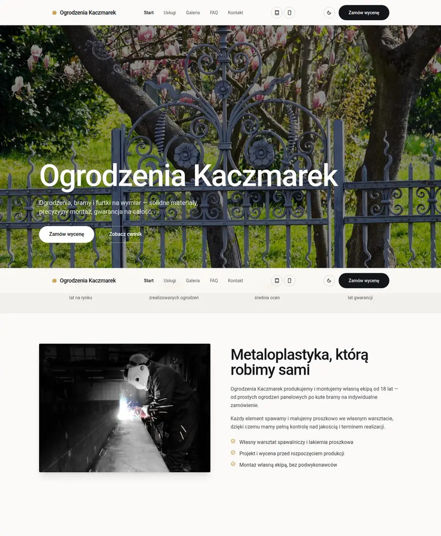 Podgląd wariantu: Tailwind + GSAP + Lenis, Zakładki