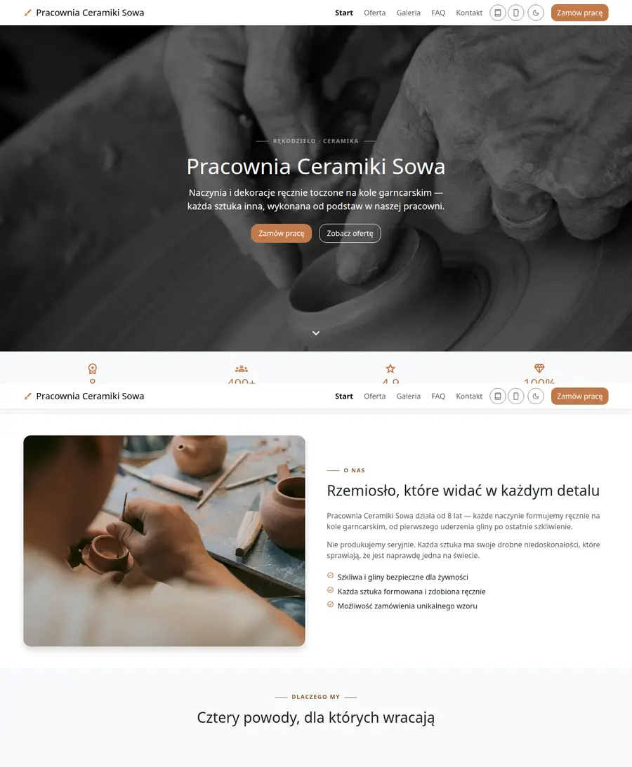 Podgląd wariantu: Bootstrap + AOS, Zakładki